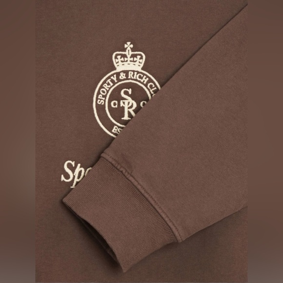 🆕 SPORTY & RICH | CROWN EMBROIDERED PULLOVER SWEATSHIRT | SIZE: SMALL - Picture 5 of 8
